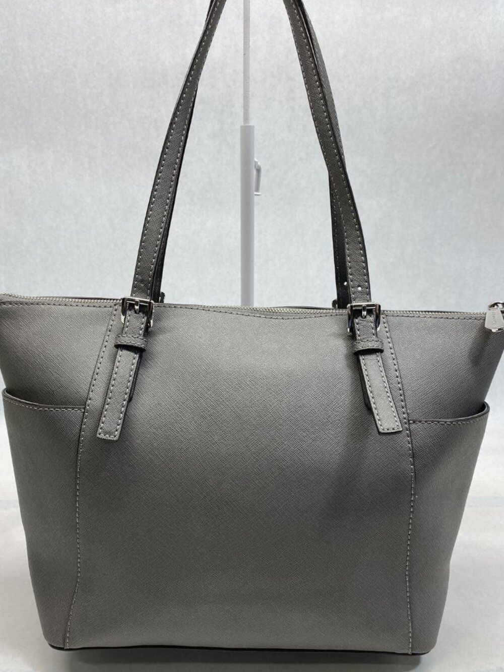 Michael Kors Saffiano Leather Jet Set Tote Bag Gray - Picture 2 of 10